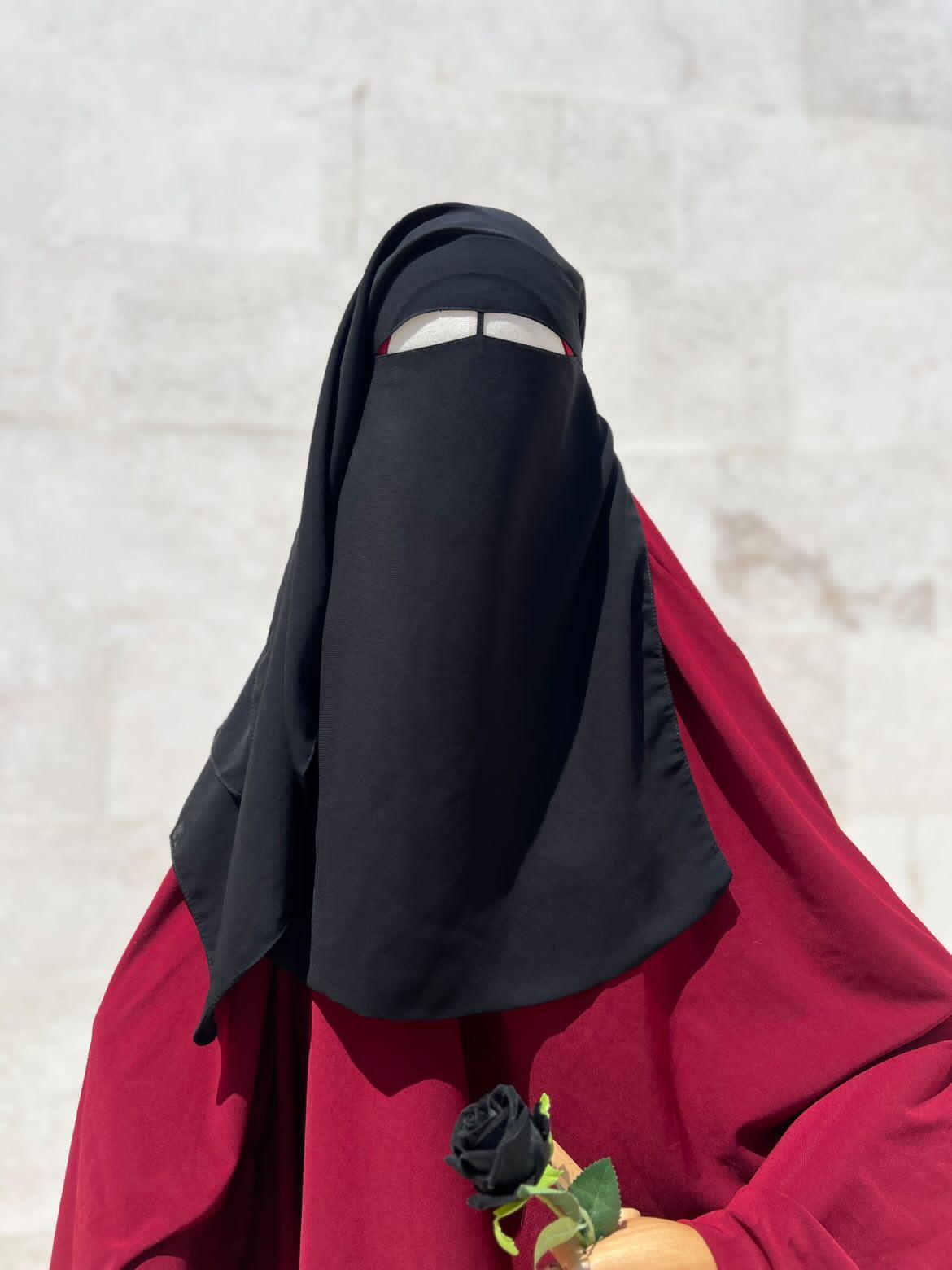 Two layer niqab with nose string - Saudi chiffon - breathable