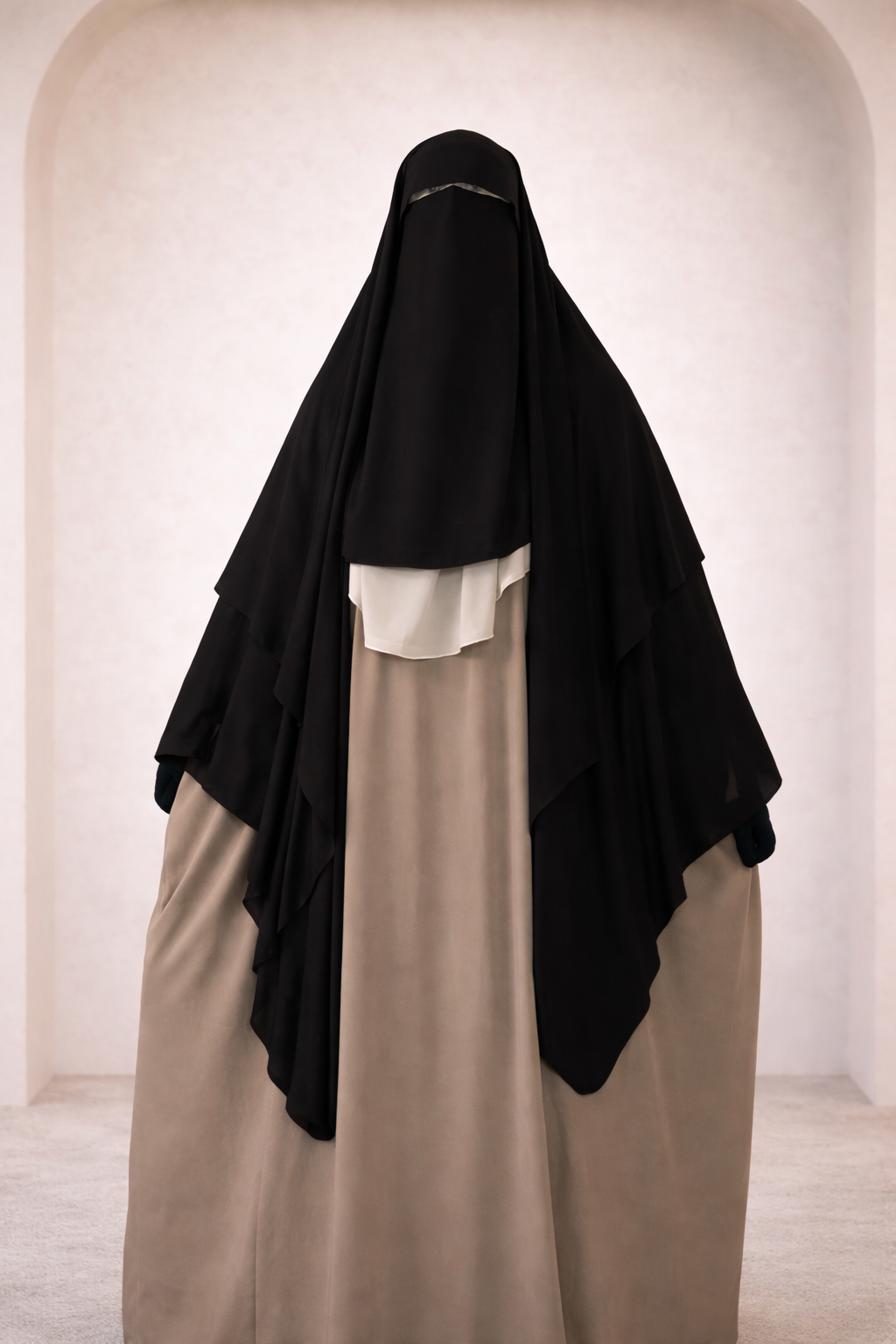Long Princess Diamond niqab black & brown - with flap