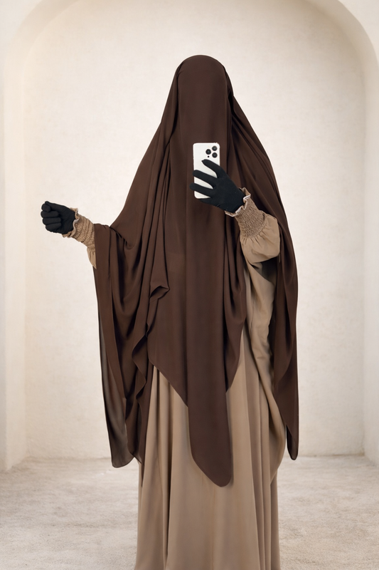 Long Princess Diamond niqab black & brown - with flap