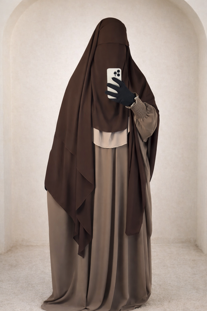 Long Princess Diamond niqab black & brown - with flap